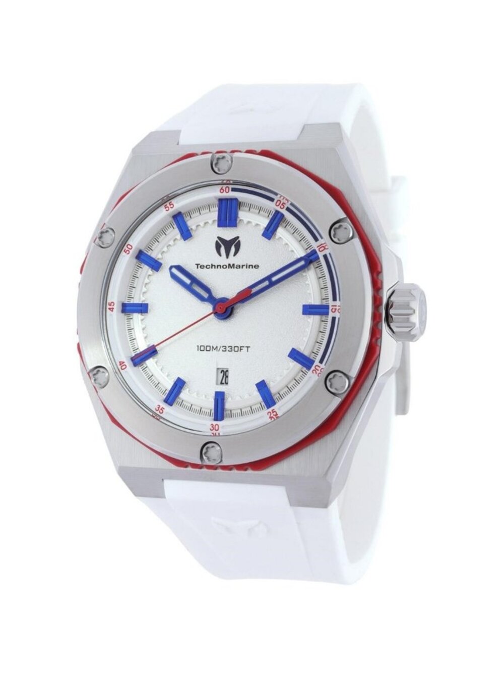 NWT Technomarine Coral Quartz Silver Dial Men's Watch